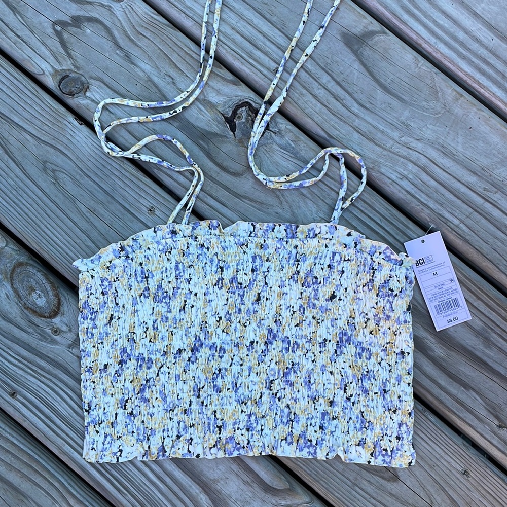 Smocked floral crop top